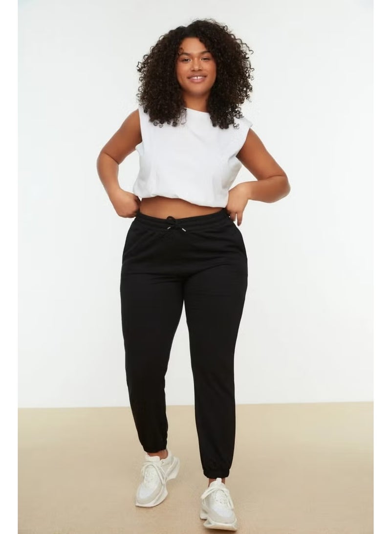 ZYM Star Women's Black Plus Size Jegger Leg Elastic Double Yarn Sweatpants - Image 1