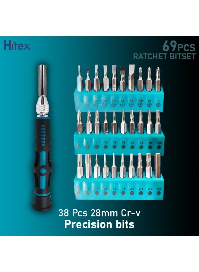هيتكس مجموعة رؤوس مفكات براغي بسقاطة مكونة من 69 قطعة - رؤوس مغناطيسية، فولاذ كروم فاناديوم، مقبض مريح - مجموعة أدوات دقيقة للمنزل والمكتب ومشاريع الأعمال اليدوية - Image 5