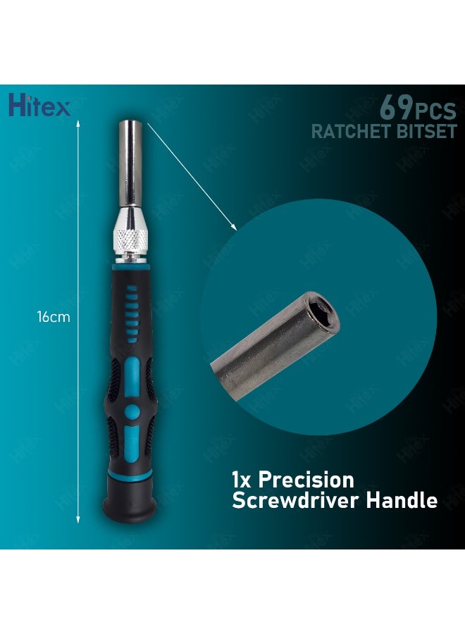 هيتكس مجموعة رؤوس مفكات براغي بسقاطة مكونة من 69 قطعة - رؤوس مغناطيسية، فولاذ كروم فاناديوم، مقبض مريح - مجموعة أدوات دقيقة للمنزل والمكتب ومشاريع الأعمال اليدوية - Image 3