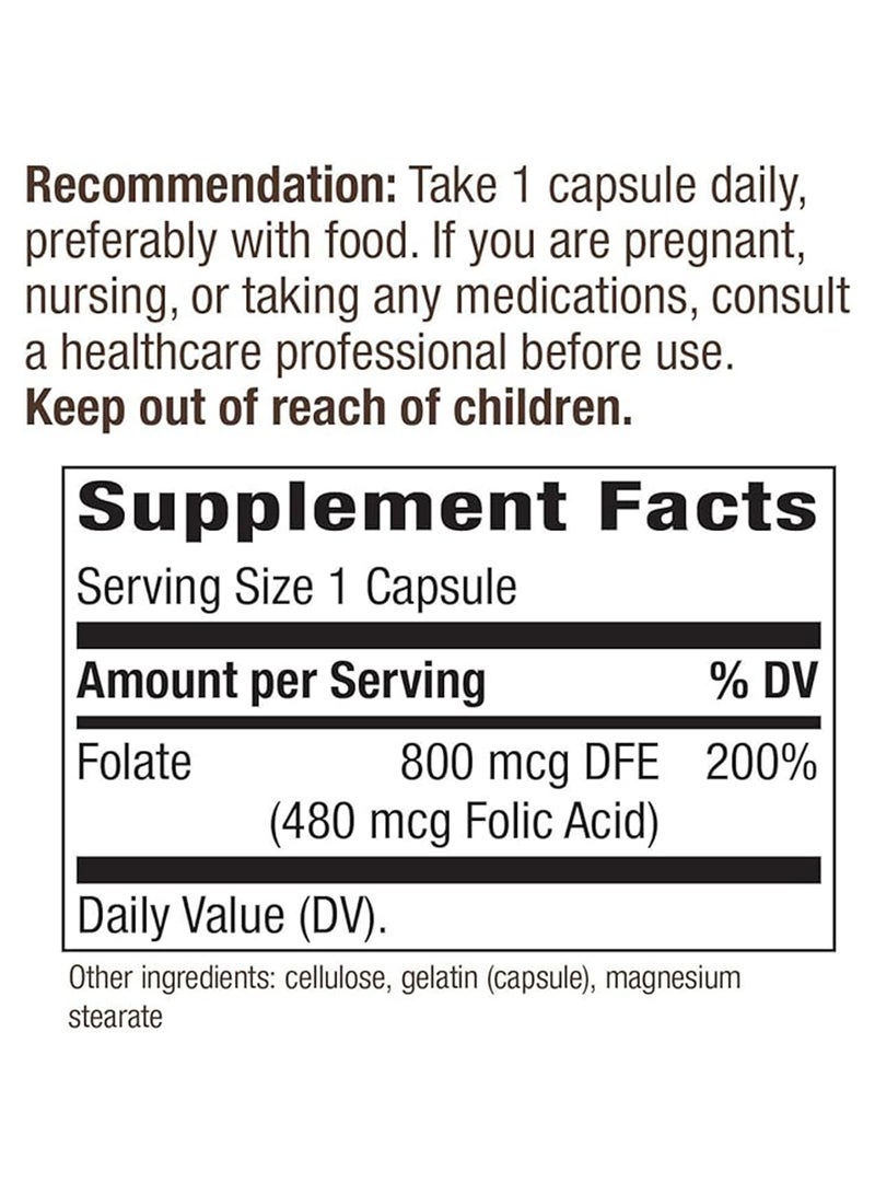 Nature'S Way Folate - 800 Mcg - 100 Capsules - Image 5