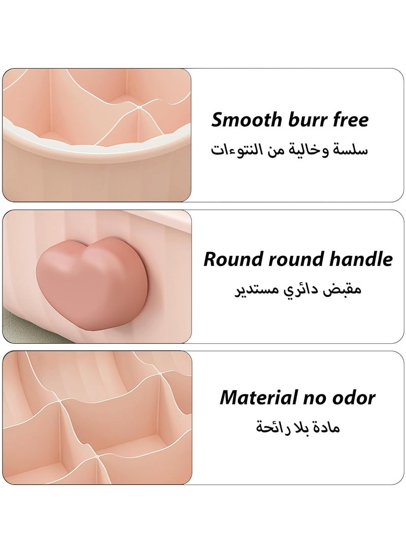 NANAO منظم أدراج بلاستيكي لتخزين الخزائن - صندوق تقسيم للملابس الداخلية، حمالات الصدر، الجوارب، والملابس - مثالي للخزانة، المطبخ، المكتب، والحمام - 31x25x8 سم، وردي - Image 2