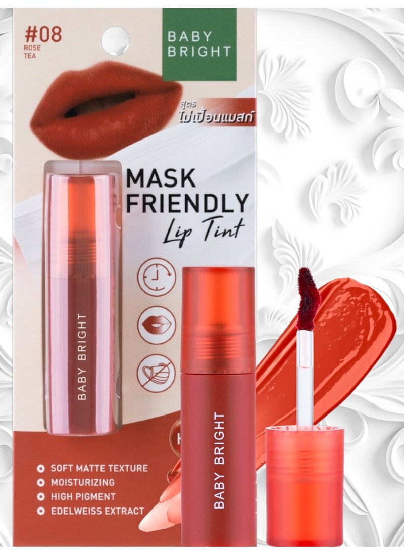 Baby Bright Mask Friendly Lip Tint Rose Tea 08  - Image 1