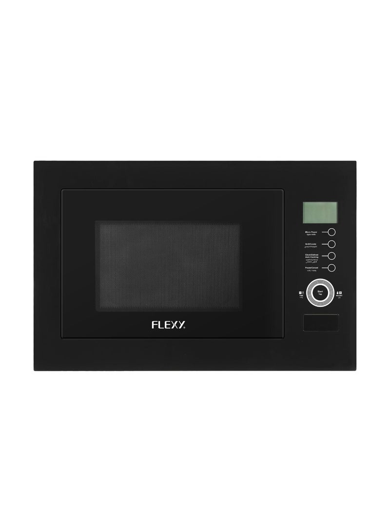 FLEXY 25L Built-In Microwave Oven with Grill, 900W, Touch Control, 8 Auto Menus, Defrost, Child Lock, Glass Door, Black, 2-Year Warranty - Image 1