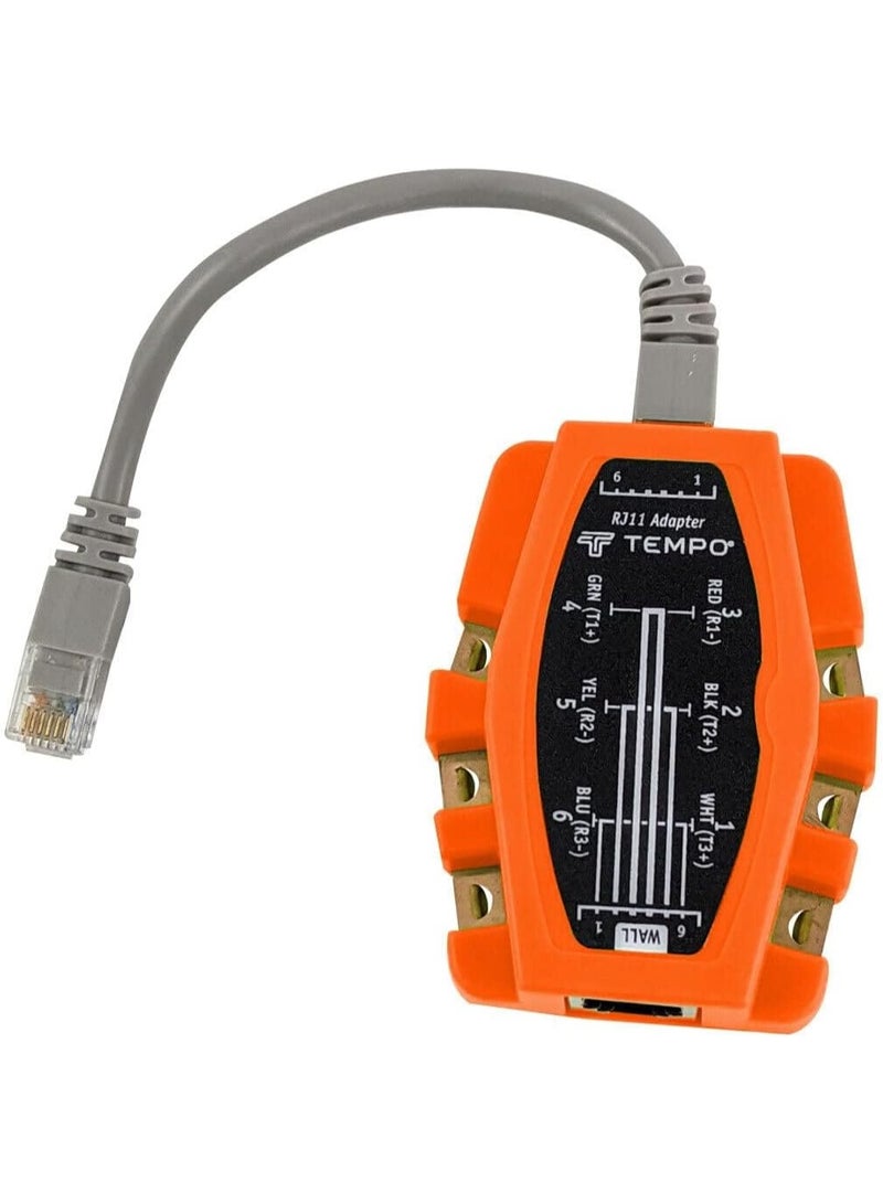 TEMPO PA1903 RJ11 Modular Adapter 6 Way - Snagless Plugs, Belt Clip, Notched Copper Contacts  - Image 1