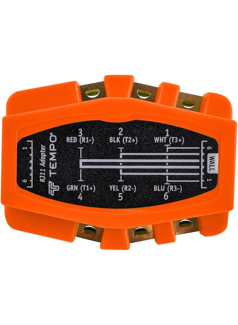 TEMPO PA1903 RJ11 Modular Adapter 6 Way - Snagless Plugs, Belt Clip, Notched Copper Contacts  - Image 2