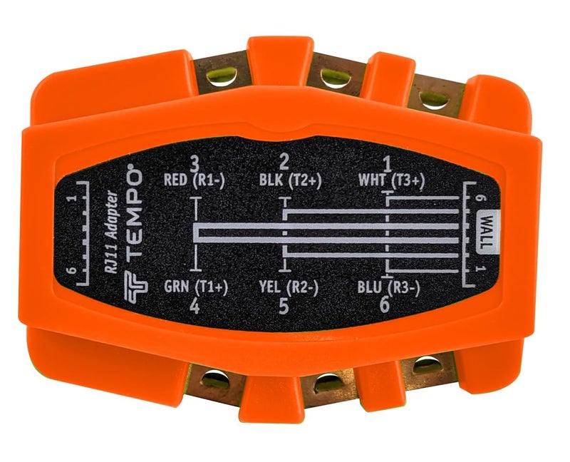 Paladin Tools PA1903 RJ11 Modular Adapter 6 Way | Snagless Plugs, Belt Clip, Notched Copper Contacts - Image 1