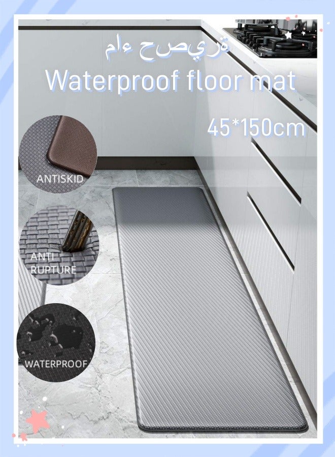 Kitchen Floor Mats，Ergonomic Comfort Leather With Rubber Sole Kitchen Standing Foam Mat ，Anti-Fatigue Kitchen Mat，Anti-Slip And Waterproof Pvc Household Office Sink - Image 1