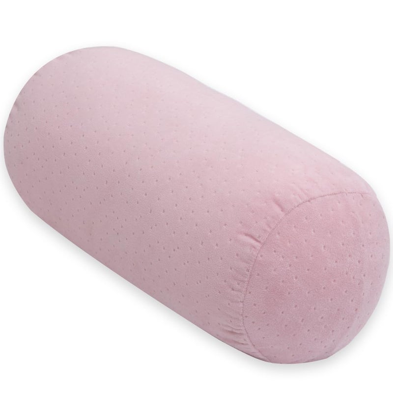 1 MIDDLE ONE وسادة أسطوانية دائرية 1 ميدل ون مع غطاء مخملي قابل للإزالة لدعم الرأس والرقبة والظهر والساقين 13x6 وردي