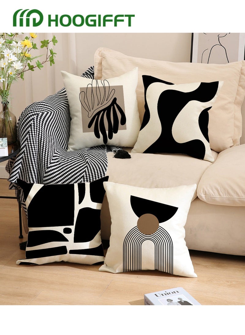 هوغيفت أغطية وسادة رمي مجموعة من 4 طراز حديث 45 × 45 سم 18 × 18 بوصة بنمط مزدوج الوجهين لغرفة المعيشة الأريكة السرير ديكور منزلي للاستخدام اليومي والهدايا - Image 2