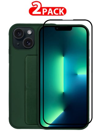 2 Packs For iPhone 15 Case and Screen Protector Premium PU Leather Case with Stand Function Shockproof and Anti Scratch Finger Grip Case Cover Green - pzsku/Z649004D1F40E86C6C54FZ/45/_/1696654493/9bb0c66e-68c8-444c-afb0-1e628b95d506