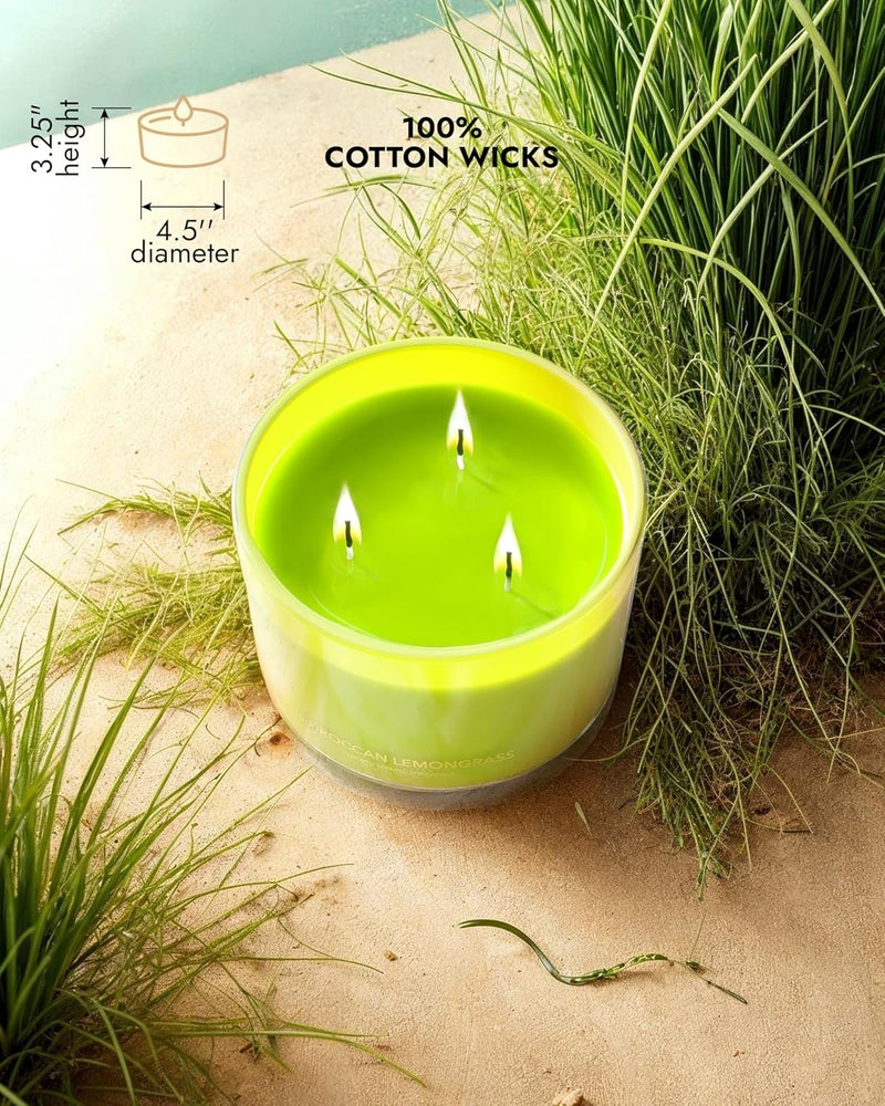 96NORTH Luxury Lemongrass Candle | Large 3-Wick Jar Candle | Up to 40 Hours Burning Time | 100% Natural Soy Wax | Relaxing Aromatherapy Aesthetic Candle | Housewarming Gift for Men and Women - Image 5