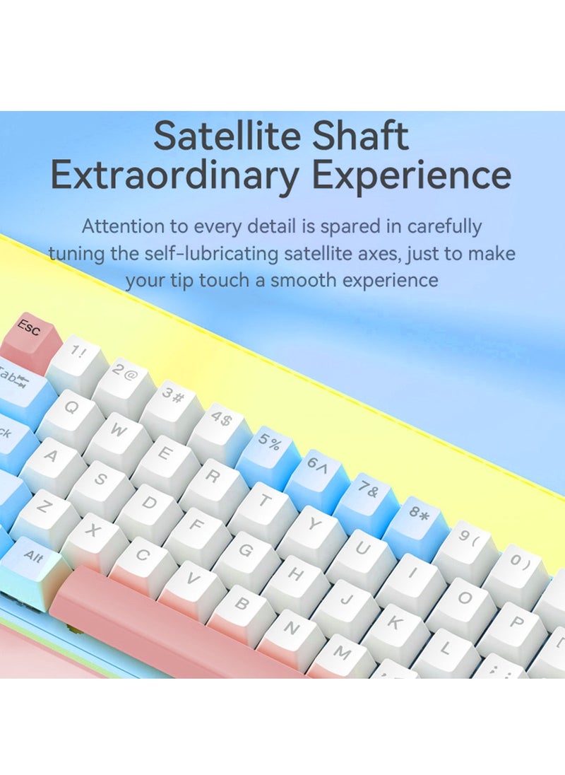 Flash Hawk - 65% Wired RGB Gaming Keyboard, 68 Keys Blue Switch Hot-Swappable Compact Mechanical Keyboard for PC/Computer-Blue/Pink - Image 1