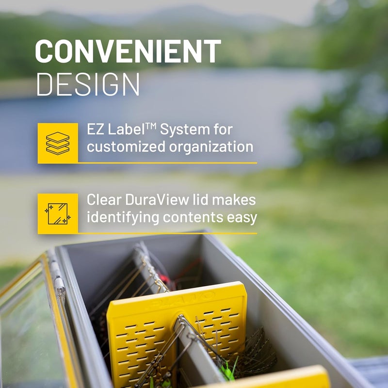 PLANO EDGE Premium Spinnerbait Tackle Utility Box, Clear and Yellow, Rust-Resistant Storage, Waterproof Tackle Tray Organizer for Buzz Baits, Swimbaits, and Crankbaits - Image 3