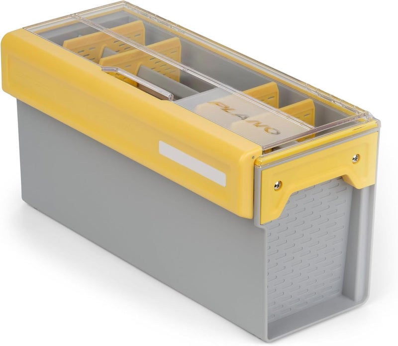 PLANO EDGE Premium Spinnerbait Tackle Utility Box, Clear and Yellow, Rust-Resistant Storage, Waterproof Tackle Tray Organizer for Buzz Baits, Swimbaits, and Crankbaits - Image 1