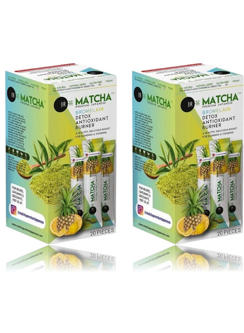 MATCHA Premium Japanese Matcha Green Tea with Bromelain – 20 Sachets x 2 Packs | Natural Antioxidant Daily Drink - Image 1