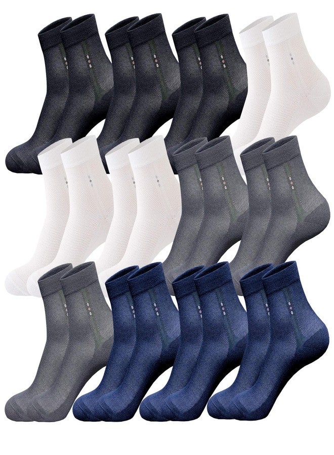 Cityelf 12 Pack Thin Cotton Mesh Socks for Men Breathable Summer Dress Socks Dry Fit Casual Daily Wear Liner Footwear - Image 1
