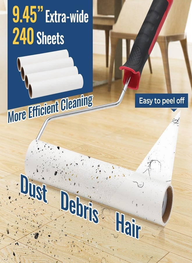 EUIJOIP Lint Rollers for Pet Hair Extra Sticky, 9.45" Wide Large Lint Roller, 240 Adhesive Sheets Rollers, 51" Long Handle Sticky Mop for Carpets, Clothing, Floor, Bed, Home Cleaning, Loving Pet Owners - Image 4