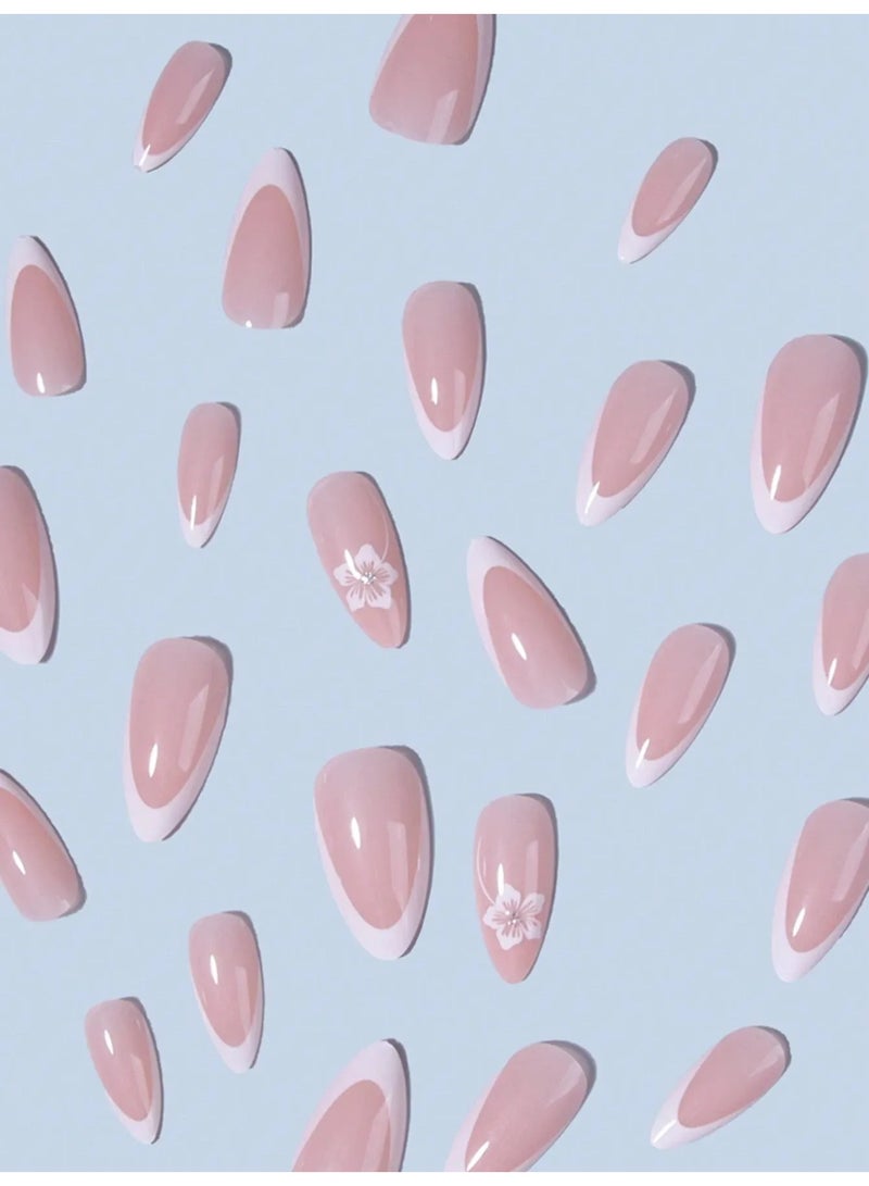 اظافر تركيب مزيفه فرنسيه بتصميم مربع تحتوي العلبه على 24 ظفر مع مبرد اظافر و صمغ - Image 2