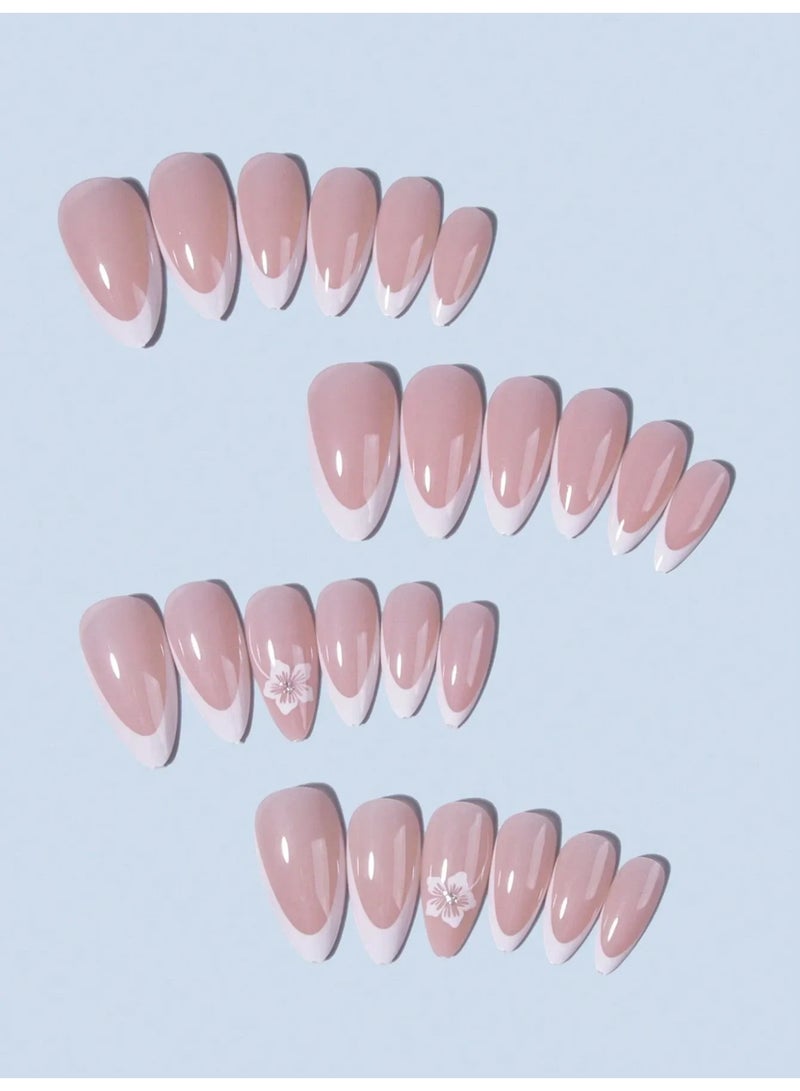 اظافر تركيب مزيفه فرنسيه بتصميم مربع تحتوي العلبه على 24 ظفر مع مبرد اظافر و صمغ - Image 3