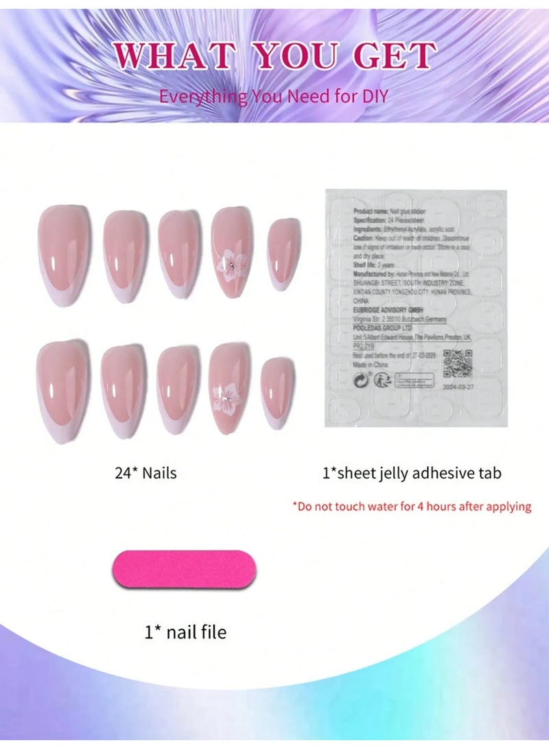 اظافر تركيب مزيفه فرنسيه بتصميم مربع تحتوي العلبه على 24 ظفر مع مبرد اظافر و صمغ - Image 4