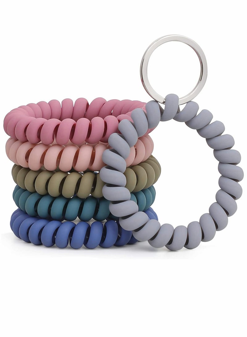 KASTWAVE Stretchable Wristband Wristlet Keychain Wrist Key Chain Wristlet 6PCS Spring Flexible Spiral Wrist Coil ​Wrist band Bracelet Key Holder Key Ring for Sauna Gym Pool ID Badge and Outdoor Sports - Image 1