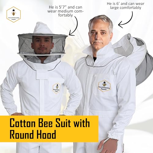 FOREST BEEKEEPING SUPPLY بدلة نحال احترافية للرجال والنساء، بدلة تربية النحل مع قفازات نحال، بدلات تربية النحل 100% قطن لهواة النحل، للمربين في الفناء الخلفي والتجاري - متوسط - Image 4