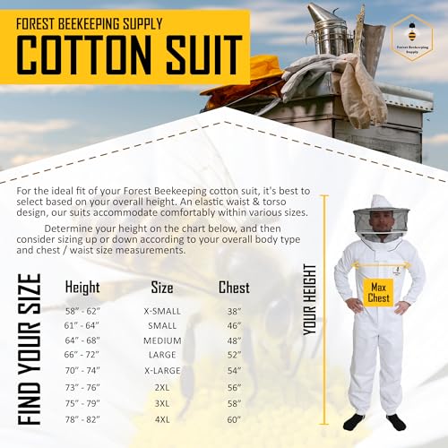 FOREST BEEKEEPING SUPPLY بدلة نحال احترافية للرجال والنساء، بدلة تربية النحل مع قفازات نحال، بدلات تربية النحل 100% قطن لهواة النحل، للمربين في الفناء الخلفي والتجاري - متوسط - Image 5
