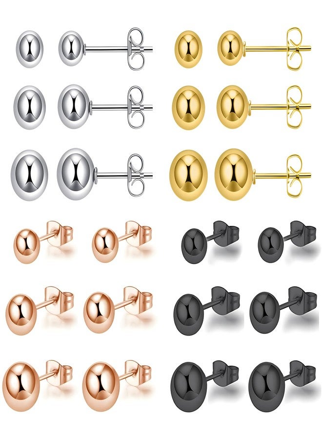 CVAYU 12Pairs 20G Mix Color Stainless Steel Ball Stud Earrings for Men Women Minimalist Sphere Cartilage Piercing Studs Earrings,Mini Ball Hypoallergenic Earrings - Image 1