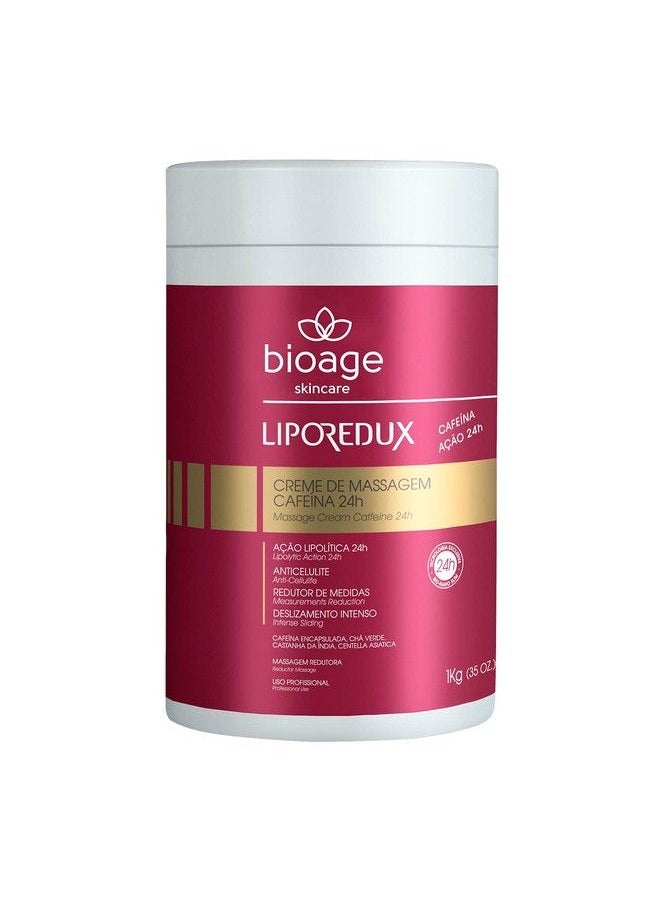 Bioage Skincare Solutions - Bioage Liporedux Massage Caffeine Cream 24Hrs (35 Oz) Anti Cellulite Measurements Reduction And Intense Sliding - Image 1