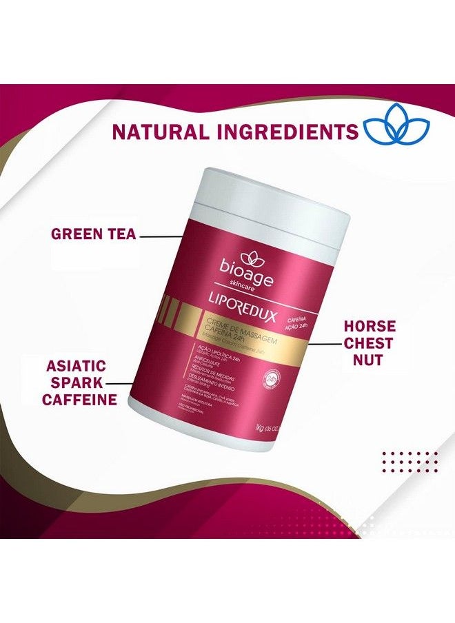 Bioage Skincare Solutions - Bioage Liporedux Massage Caffeine Cream 24Hrs (35 Oz) Anti Cellulite Measurements Reduction And Intense Sliding - Image 1