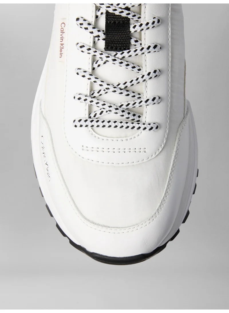 CALVIN KLEIN Bright White/Black Leather Hike Runner Sneakers for Men | Best Price UAE