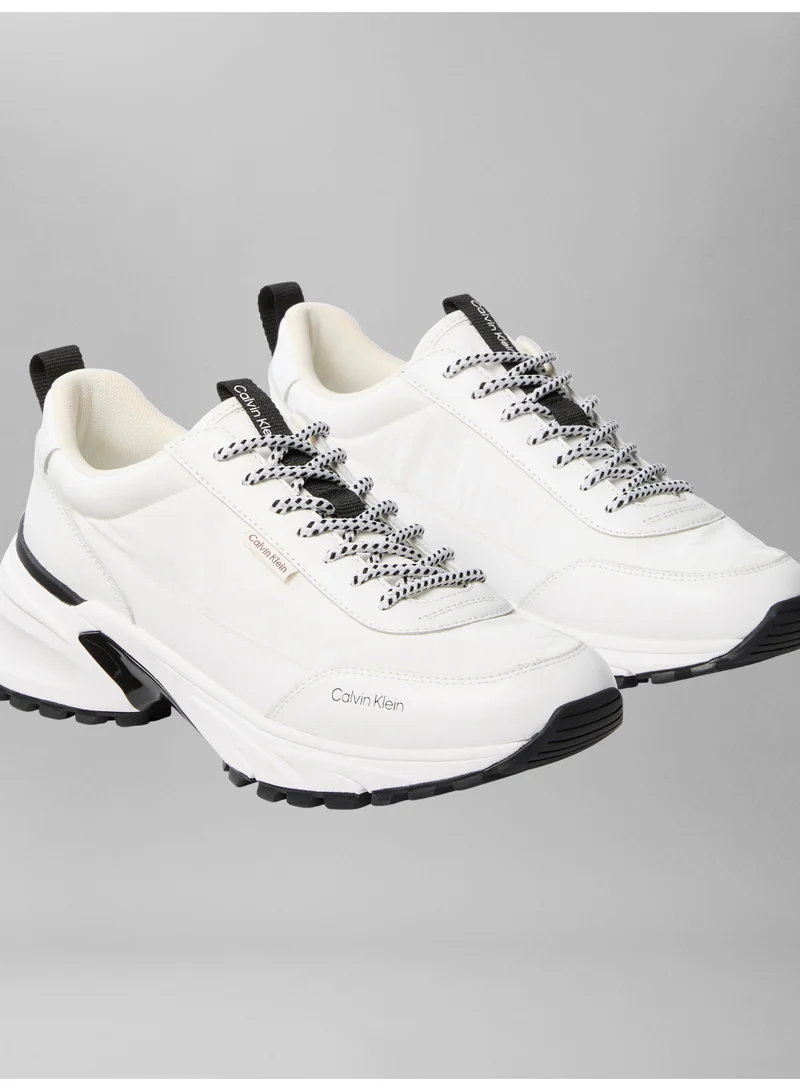 CALVIN KLEIN Bright White/Black Leather Hike Runner Sneakers for Men | Best Price UAE