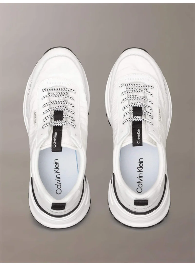 Calvin Klein Bright White/Black Leather Hike Runner Sneakers for Men | Best Price UAE