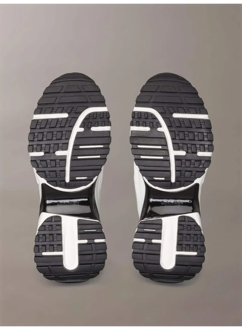 Calvin Klein Bright White/Black Leather Hike Runner Sneakers for Men | Best Price UAE