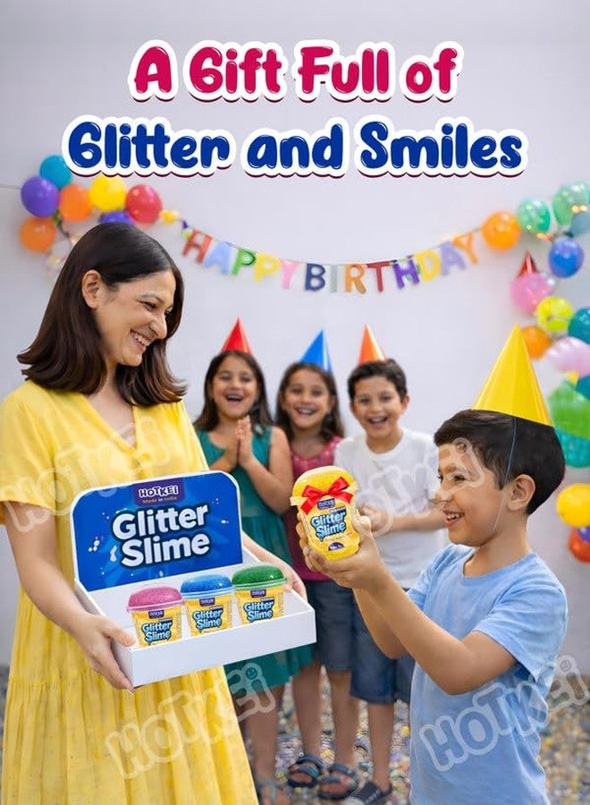 HOTKEI Blue Glitter Slime for Kids 3 to 10 Years Super Stretchy, Soft & Smooth Premium Shiny Slime Non-Toxic Sparkle Fun Slimy Toy Birthday & Return Gift for Kids Boys and Girls - Image 4