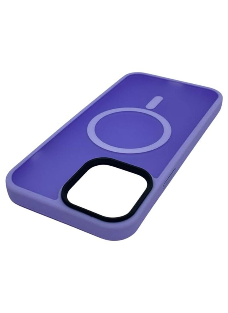 Generic - Iphone 13 ProMax Magsafe Case Transparent Magnetic Wireless Charging Compatible Clear Cover with Silicone Shockproof Edges Purple - Image 1