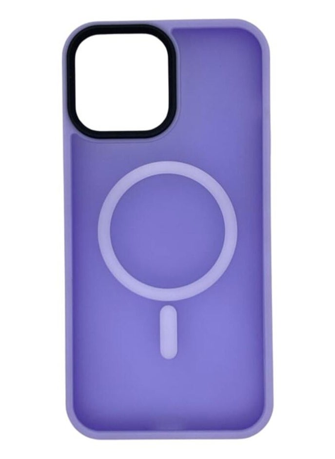 Generic - Iphone 13 ProMax Magsafe Case Transparent Magnetic Wireless Charging Compatible Clear Cover with Silicone Shockproof Edges Purple - Image 1