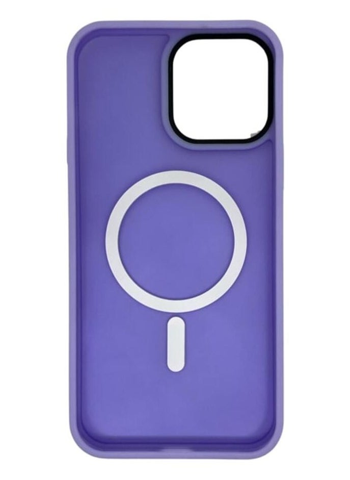 Generic - Iphone 13 ProMax Magsafe Case Transparent Magnetic Wireless Charging Compatible Clear Cover with Silicone Shockproof Edges Purple - Image 1