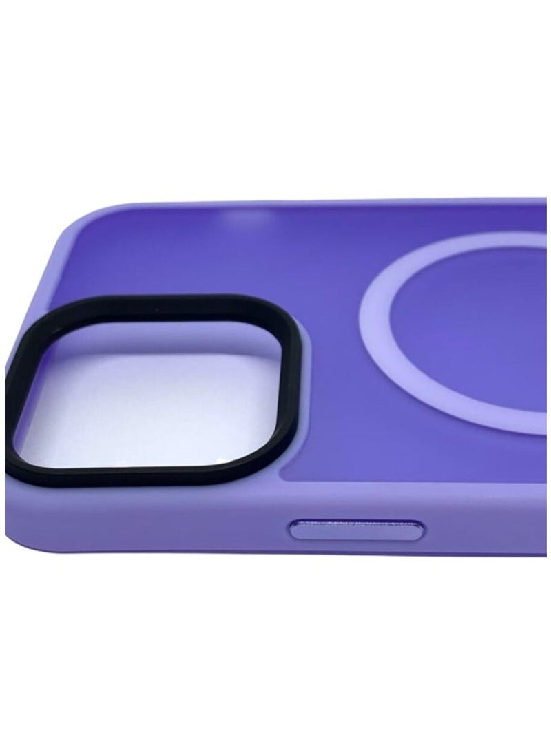 Generic - Iphone 13 ProMax Magsafe Case Transparent Magnetic Wireless Charging Compatible Clear Cover with Silicone Shockproof Edges Purple - Image 1
