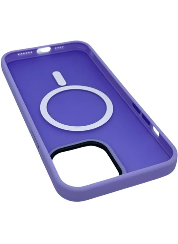 Generic - Iphone 13 ProMax Magsafe Case Transparent Magnetic Wireless Charging Compatible Clear Cover with Silicone Shockproof Edges Purple - Image 1