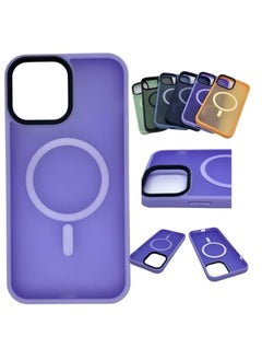 Iphone 13 ProMax Magsafe Case Transparent Magnetic Wireless Charging Compatible Clear Cover with Silicone Shockproof Edges Purple