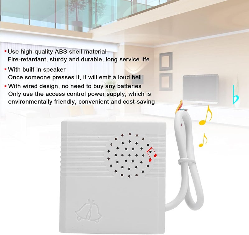 comfrt DC 12V Wired Doorbell, 4 Core Wire Doorbell Kit, Wall Hanging Push Bell, Transformer, Cable and Clips, High‑quality Shell, Easy to Install, Access Control System for Hotel Home Building - Image 2