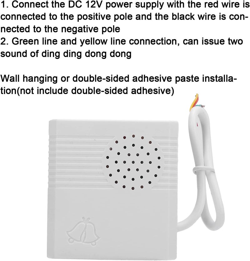 comfrt DC 12V Wired Doorbell, 4 Core Wire Doorbell Kit, Wall Hanging Push Bell, Transformer, Cable and Clips, High‑quality Shell, Easy to Install, Access Control System for Hotel Home Building - Image 3