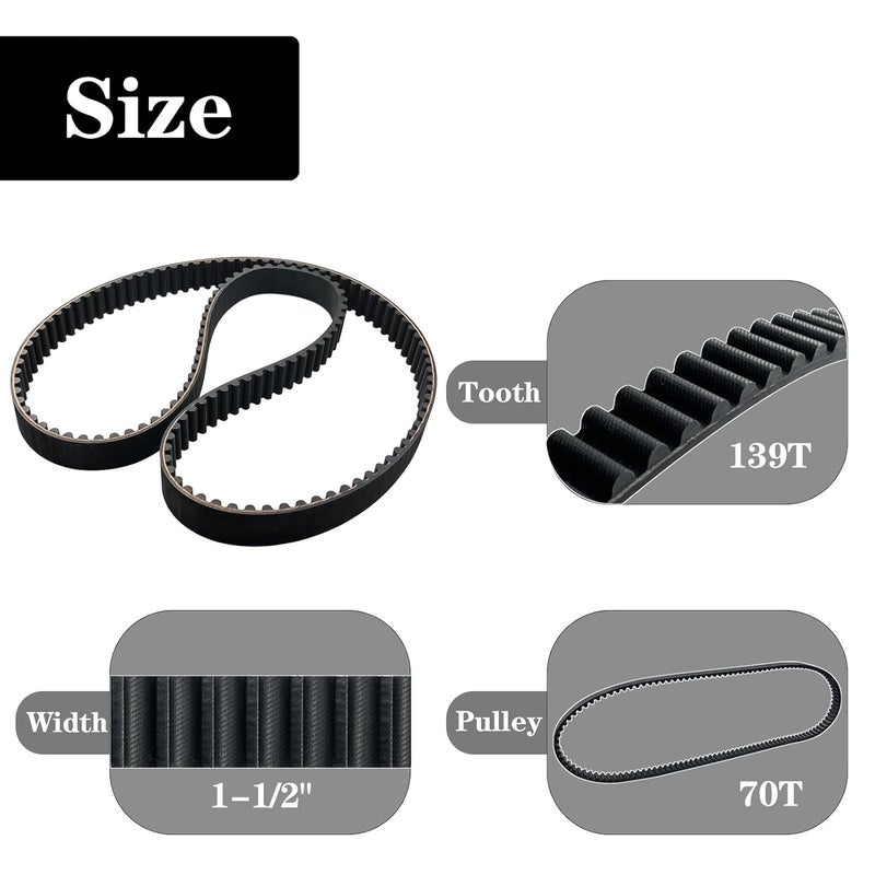 GYUPTRK 40024-97 Rear Drive Belt 139T 1-1/2" for Harley Davidson FLT FLHT FLHR FLTR 1997-2003 - Image 4