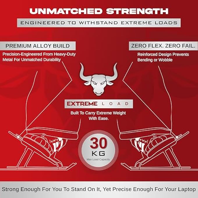 ORBON EXTREME LOAD LAPTOP STAND METAL FOR DESK & TABLE Â€“ ADJUSTABLE METAL LAPTOP TABLE STAND FOR BED, COOLING & GAMING Â€“ MACBOOK COMPATIBLE HOLDER, VERTICAL LAPTOP STAND FOR WORK & STUDY | BLACK - Image 2