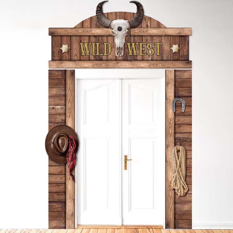 Chunnin West Cowboy Party Door Decoration Wild West Party Decoration Cowboy Door Banner Hanging Supplies Western Themed Saloon Banner for Western Rustic Bar Photo Booth Props Favor - Image 1