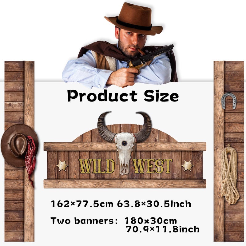 Chunnin West Cowboy Party Door Decoration Wild West Party Decoration Cowboy Door Banner Hanging Supplies Western Themed Saloon Banner for Western Rustic Bar Photo Booth Props Favor - Image 2