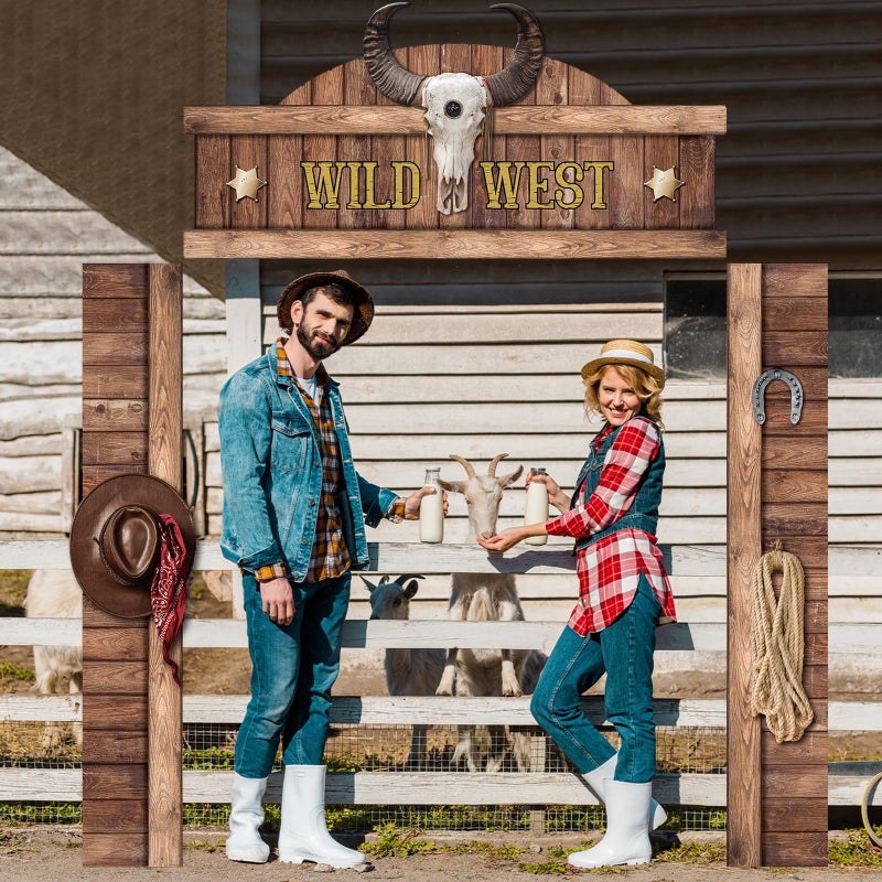 Chunnin West Cowboy Party Door Decoration Wild West Party Decoration Cowboy Door Banner Hanging Supplies Western Themed Saloon Banner for Western Rustic Bar Photo Booth Props Favor - Image 4