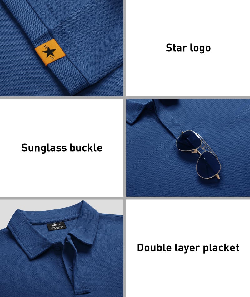 ZITY 3 Pack Mens Polo Shirt Short Sleeve Sports Performance Business Casual Golf Shirts for Men Collared Tactical T-Shirts Black Blue Grey X-Large - Image 2