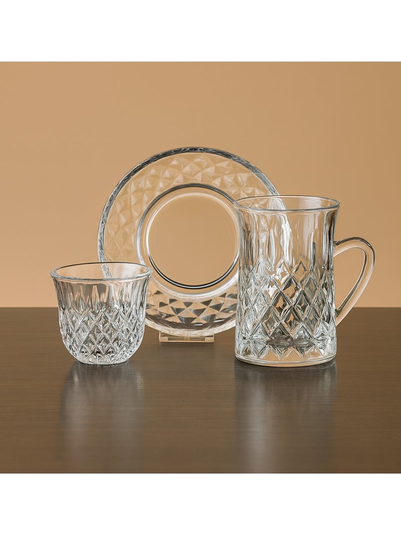 Dania Saudi tea and coffee set made of pure glass, consisting of 6 tea cups + 6 tea saucers + 6 Saudi coffee cups - Image 1